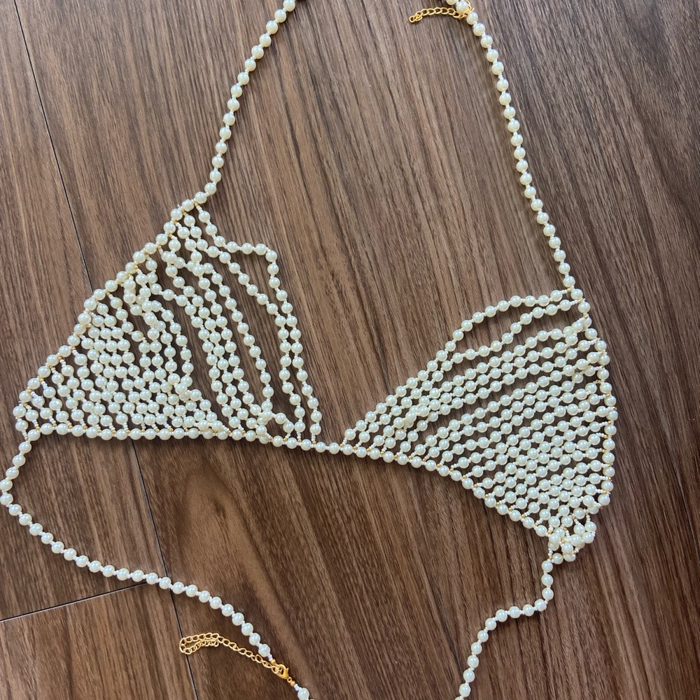 Handmade custom pearl bralette